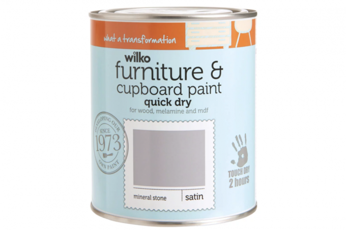 Melhor tinta para armários de cozinha: Móveis de cetim de secagem rápida Wilko e pintura para armários