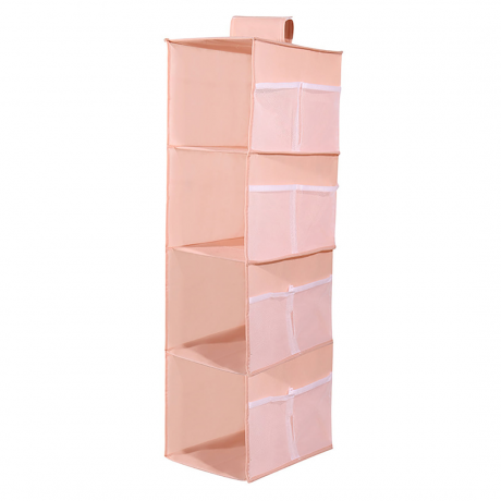 Pastelový ružový 4-poschodový závesný organizér