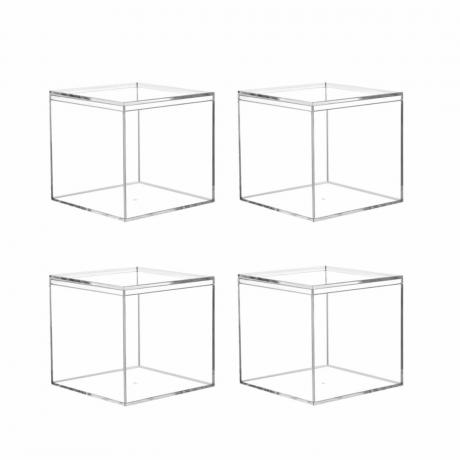 Quatre boîtes de rangement en acrylique