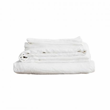 Cultiver lino paklodės komplektas su pagalvių užvalkalais, baltas, sulankstytas