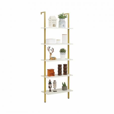 Superjare Modern Ladder Shelf w kolorze białym ze złotymi akcentami
