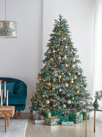 Подсвеченная рождественская елка из голубой ели, 7 футов