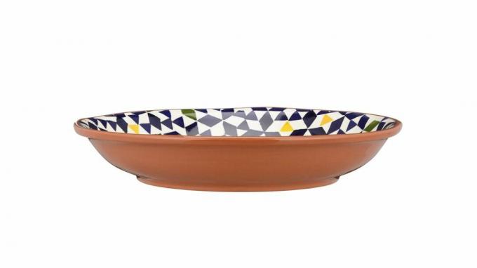 John Lewis Alfresco Patterned Salad Bowl, terracotta bodem met contrasterend patroon aan de binnenkant