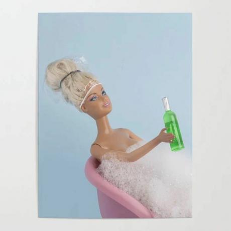 Barbie nella locandina della vasca da bagno