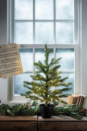 شجرة عيد الميلاد بوعاء صغيرة مزينة بأضواء 4 متعة