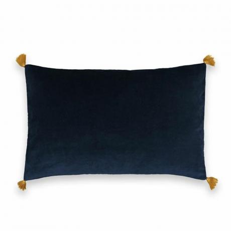 Scatter cushion ხავერდოვანი ამოჭრილი ლურჯი ყვითელი tassle