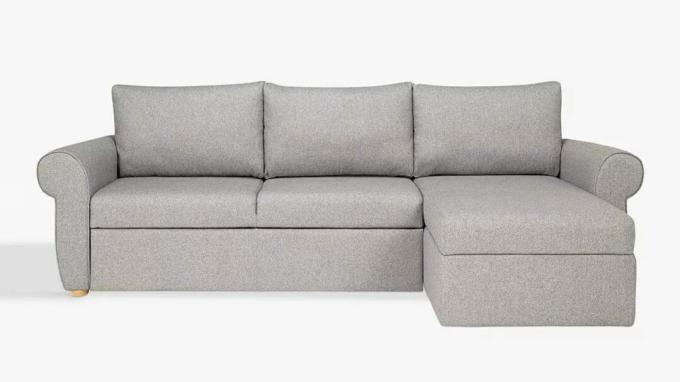 クリッククラックデザインのグレーの長椅子ソファベッド
