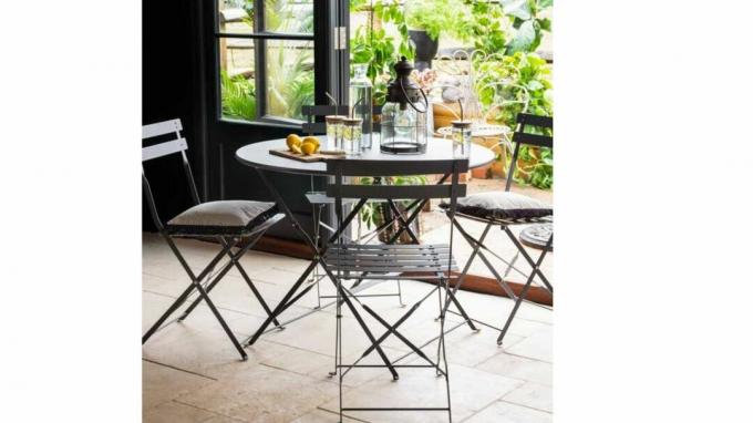 Meilleur salon de jardin métal 2021 - table bistrot métal et chaises quatre places - Rocket St George