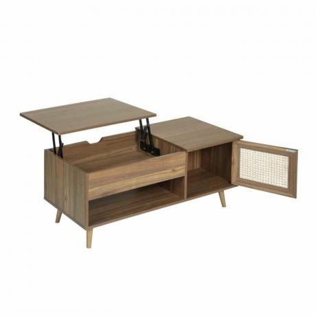 Drewniane biurko ze stojakiem na laptopa
