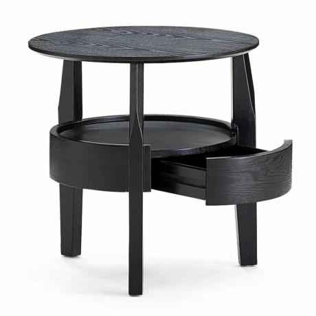 Table basse rangement Aalto noire avec tiroir ouvert