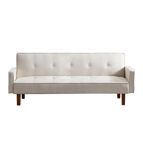 Un sofá cama de lino beige