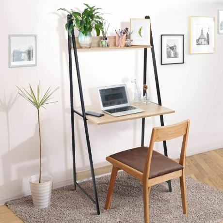 Συνδυασμός γραφείου και ραφιού με καρέκλα