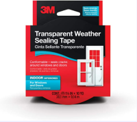 3M Transparante weerafdichtingstape voor binnen voor ramen en deuren, vochtbestendige tape, 1,5 inch x 10 m. Rol, $ 8,25 bij Amazon