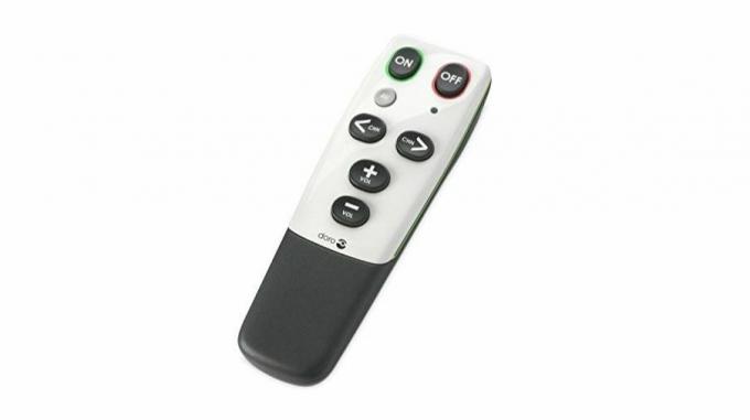 Doro Handle Easy remote, preto e branco com interface simples de sete botões