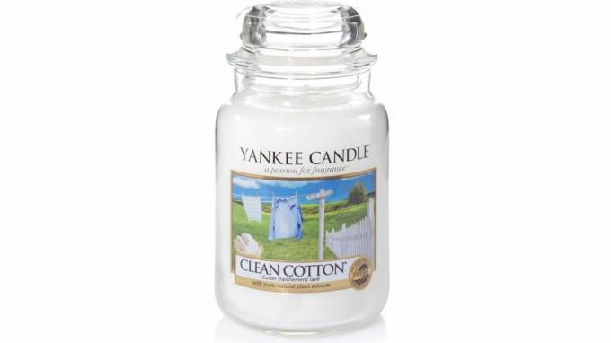 Geriausia šviežia žvakė: Yankee Candle Large Jar Clean Cotton