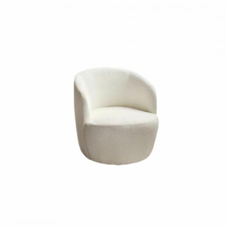 Anneros Döner Barrel Sandalye, beyaz döşemeli, modern görünümlü
