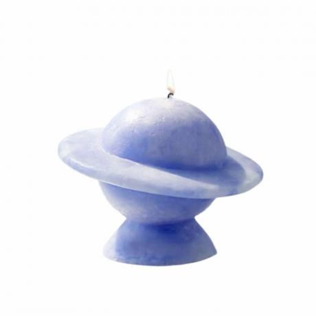 Violetinė Saturno formos žvakė